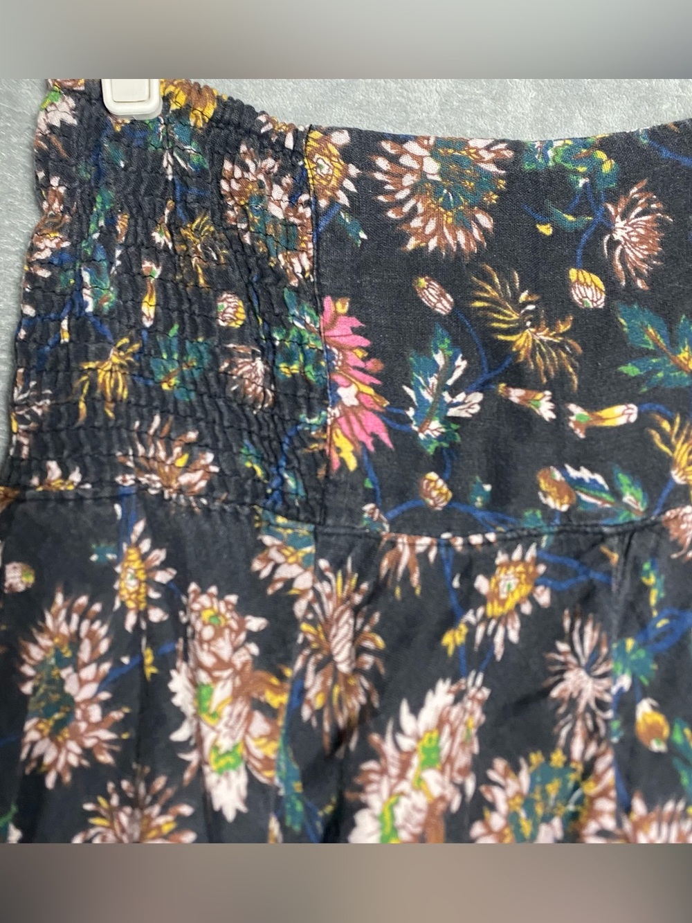 Dark Floral Handkerchief Hem Skirt asymmetrical size XS/ small lagenlook boho - Picture 3 of 9